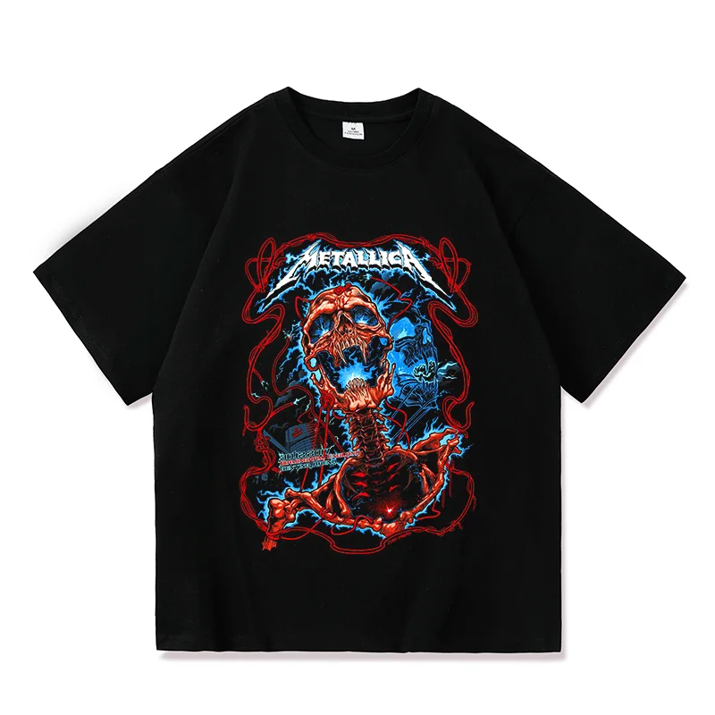 

Fashion Rock Skull Print T Shirt Men Hip Hop Harajuku Oversized T Shirt for Men Streetwear Tees 100% Cotton T-shirts Anime Shirt