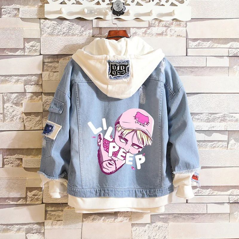 Новая модная джинсовая куртка Lil Peep с вышивкой пальто худи для молодых людей