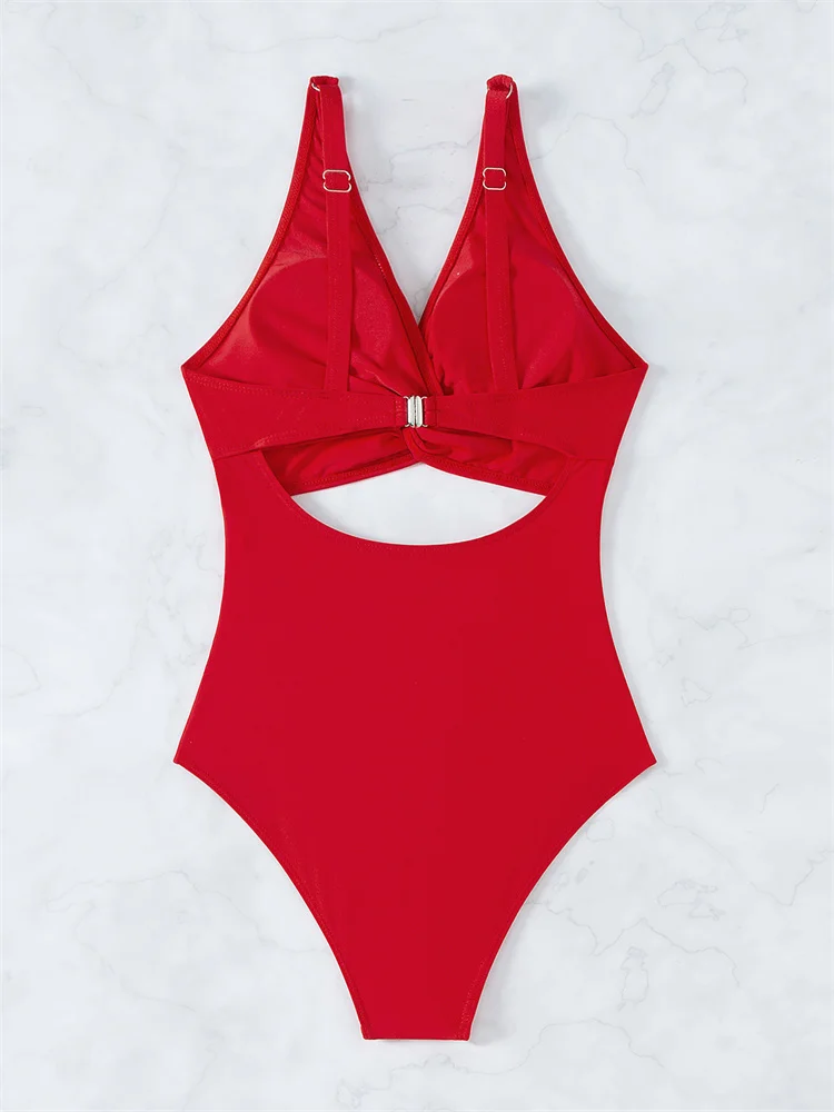 Цельный купальник новинка 2024 женский с вырезами сексуальный однотонный Монокини
