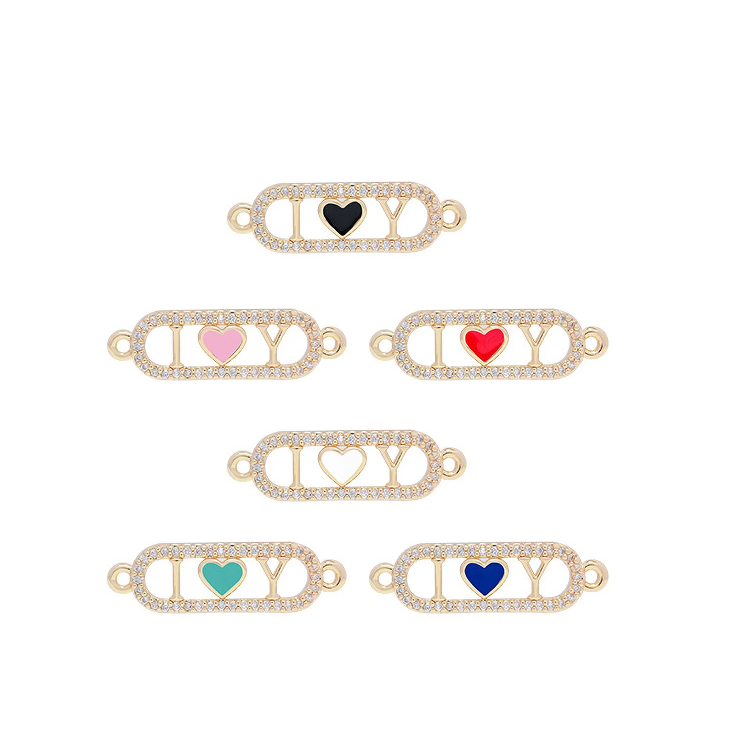 

Gold-plated Enamel Oval Heart Charms Love Pendant Connector For Couple Bracelets Necklaces Jewelry Making DIY Accessories Supply