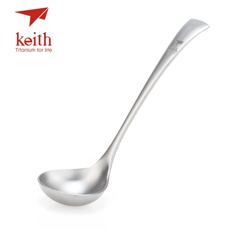 

Keith New Thicken Titanium Soup Spoon Dinner Outdoor Camping Hiking Travel Spoon Tablewares 20.3cm Only 63g