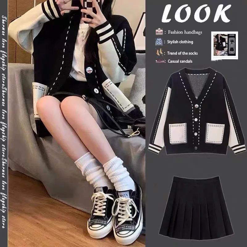 

Японский Женский вязаный свитер с V-образным вырезом, кардиган, черный уникальный мягкий Повседневный свитер JK с пуговицами Doraemon