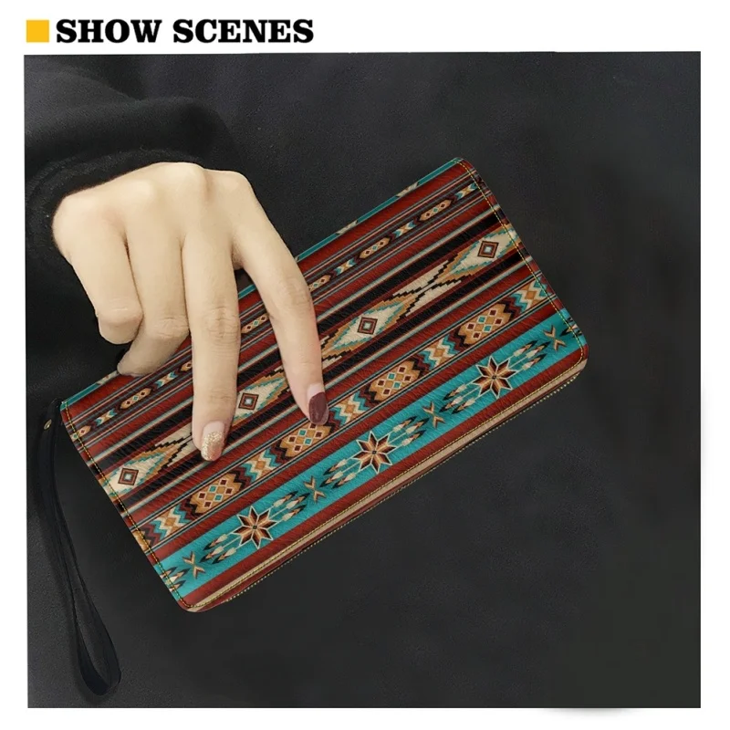 Belidome Aztec Geometric Enthic Walles for Womens Around Zipper Long Purse RFID Blacking Card Holder Clutch Bag Wristlet Wallet
