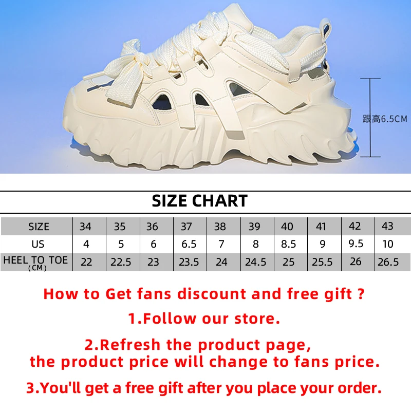 6.5cm Hollow Chunky Fashion Sneakers Genuine Leather Women Vulcanize Sandles New Female Summer Comfy Lace Fashion Females Shoes