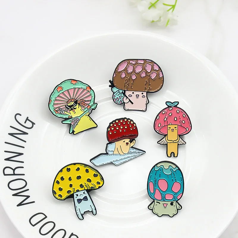 

Cartoon Mushroom Theme Series Enamel Pin Cute Plant Metal Cartoon Brooch Women Backpacks Anime Lapel Badges Fashion Jewelry