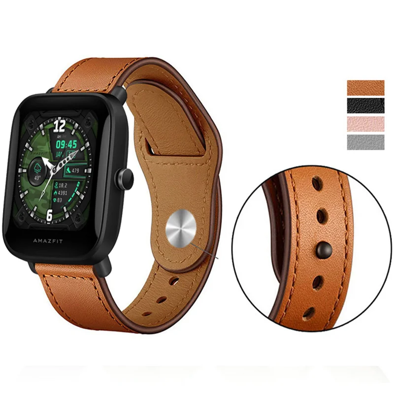 Correa Leather Band For Amazfit GTS/2/2e/GTS2 Mini/GTR 42mm/47mm/GTR2/2e/stratos 3 belt Bracelet Amazfit bip/pace 20/22mm strap