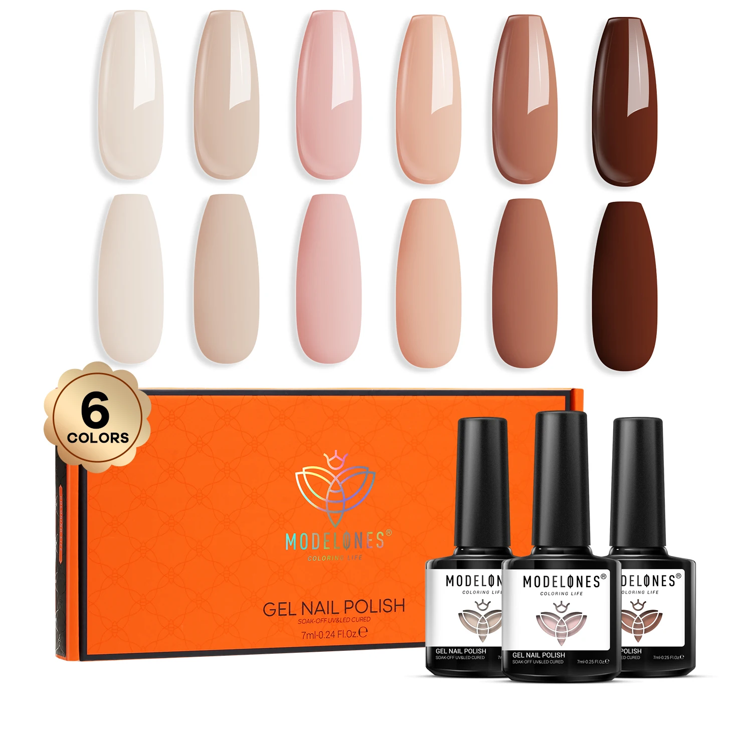 Гель-лак для ногтей Modelones 6 шт./коркор. серия розовых цветов маникюр верхнее