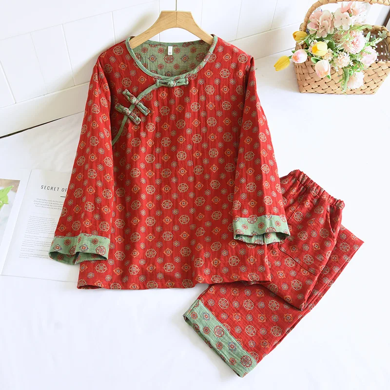 Женский пижамный комплект из хлопка