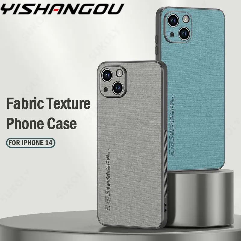 Роскошный чехол с тканевой текстурой для iPhone 14, 13 Pro, Max, 12, 11 Pro, 14 Plus, ударопрочный гибридный Чехол из искусственной кожи и ТПУ для iPhone 11