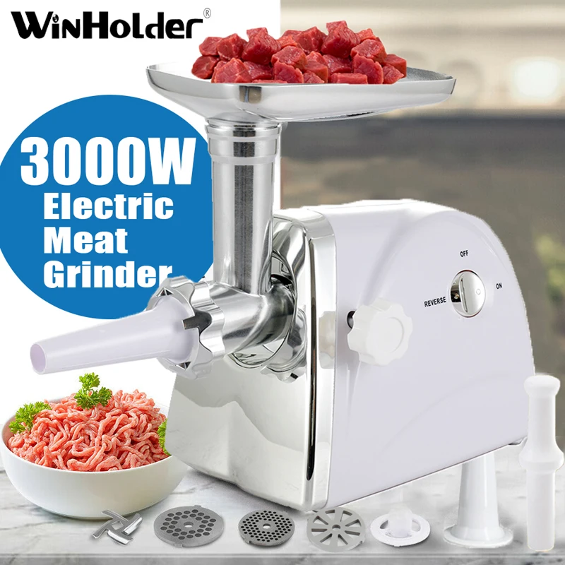 Winholder 3000W Grinder Machine For Kitchen Meat Grinder Food Processors Multifunctional Electric Grinder Stainless Steel White