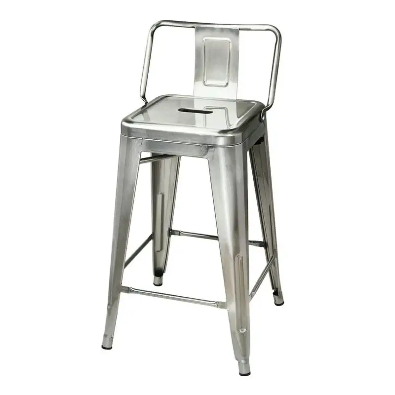 

Group 24 Inch Counter Height Low Back Metal Stool, Gunmetal