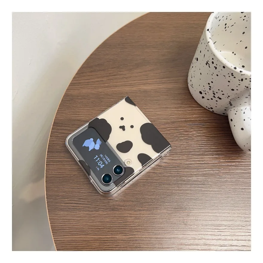 Прозрачный чехол для телефона с милым молочным узором в Корее Samsung Galalxy Z Flip 6 5 4 3