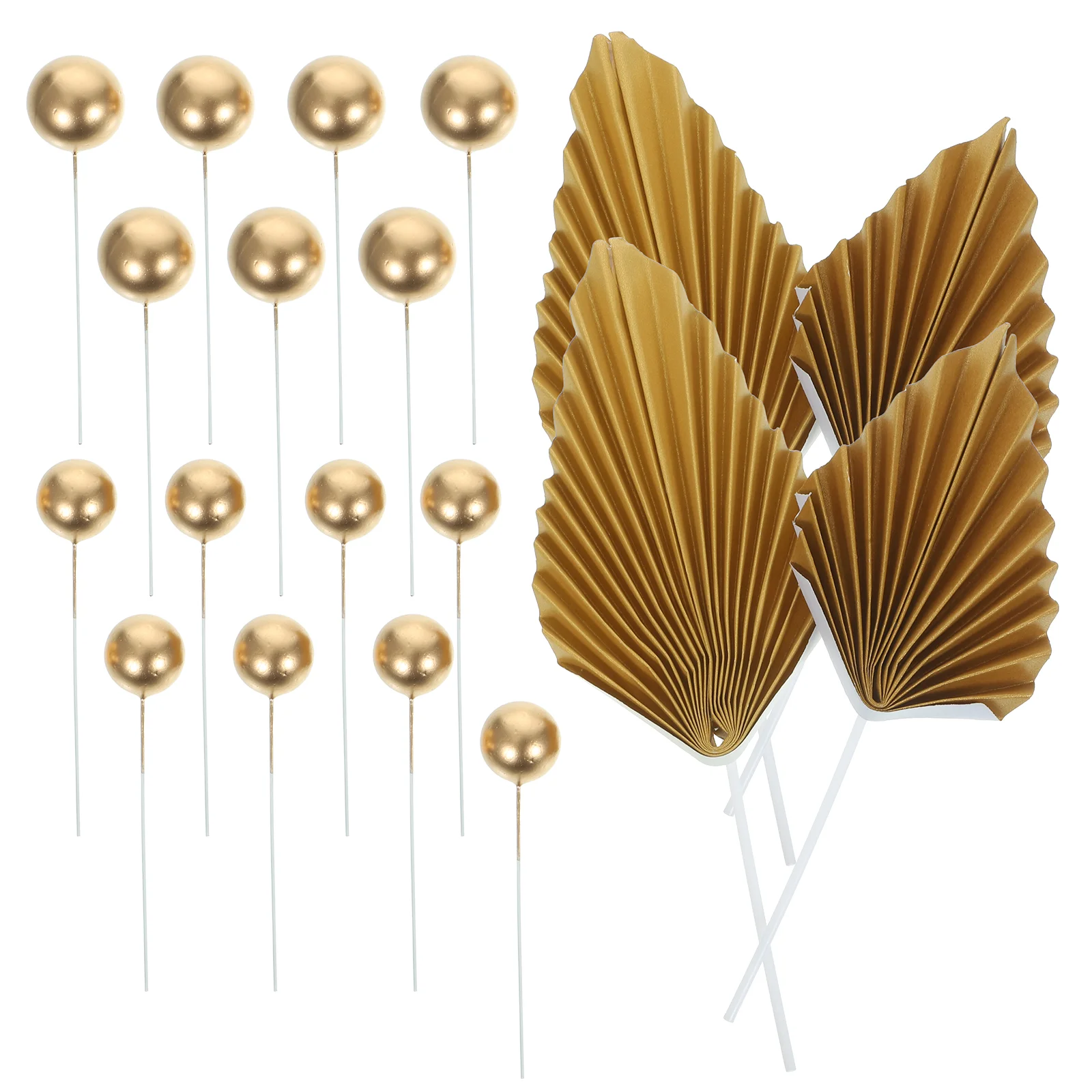 

Gold Balls Cakes Birthday Decorations Cupcake Picks Decors Topper Lovely Palm Leaves Toppers Bohemia