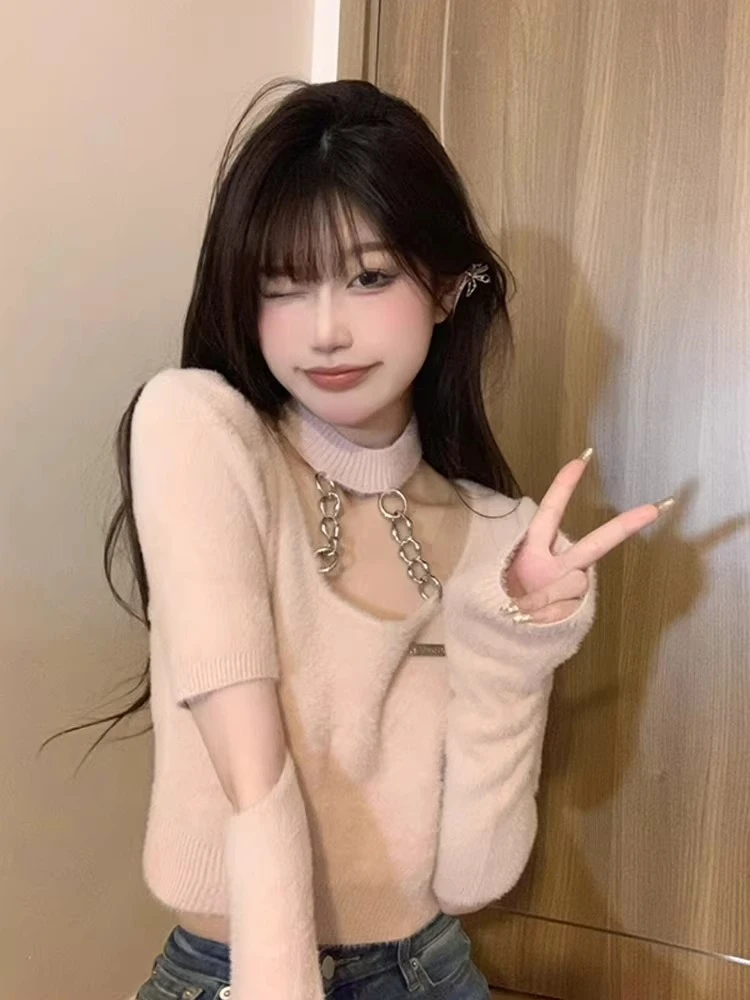 Pure Desire Gyaru Design Oversleeve с висячим воротником вязаный женский осенний темпераментный