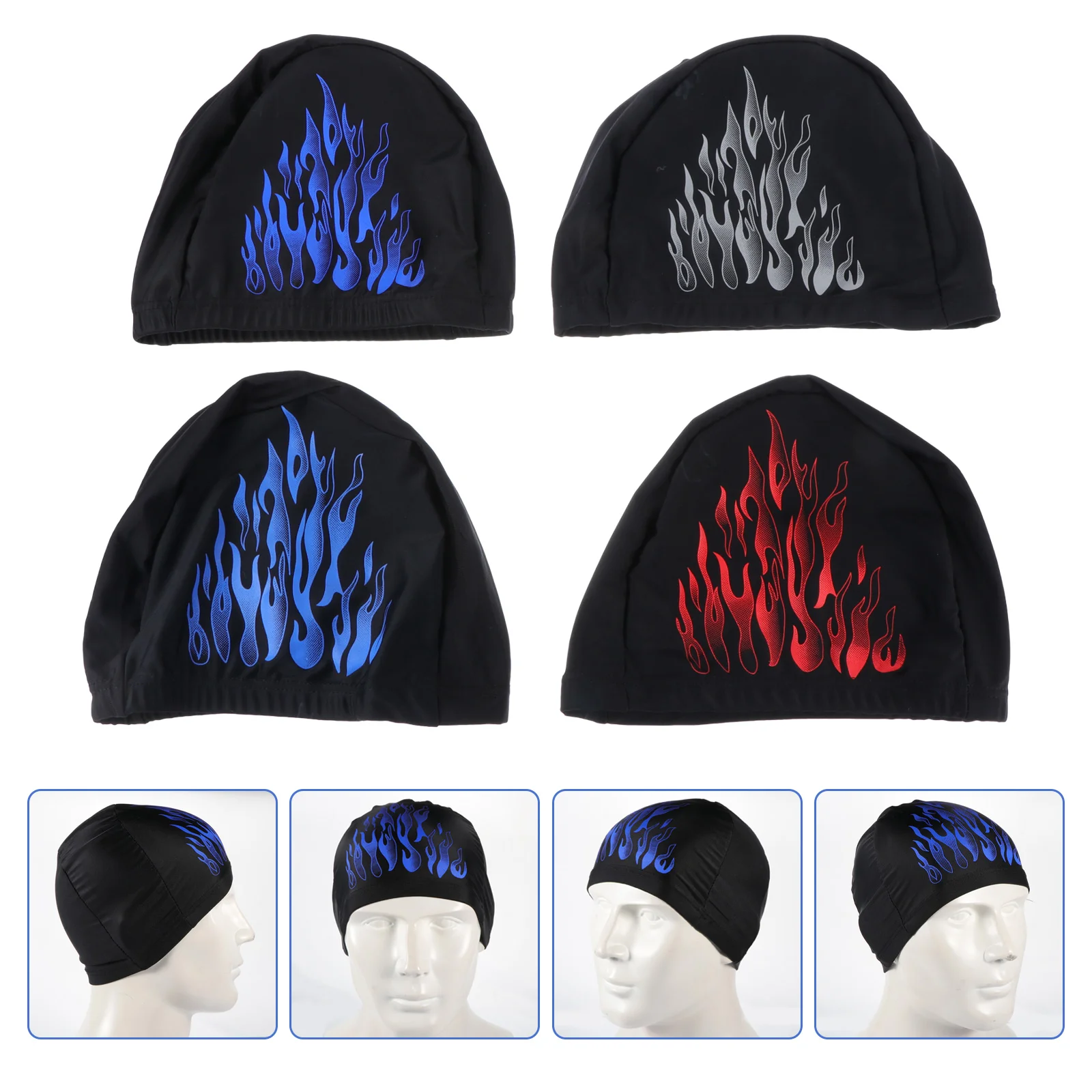 

4Pcs Stylish Swimming Caps Comfortable Swim Caps Portable Swimming Caps for Men