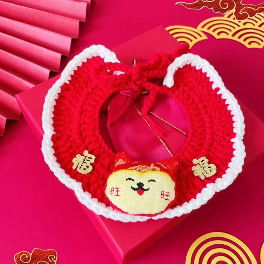 

Ошейник для домашних животных, дышащий вязаный кошачий ошейник, котенок, новогодний ошейник