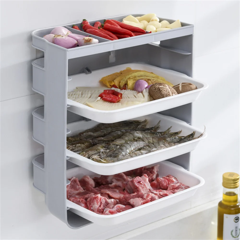 

Creative Sorting Rack Tray Kitchen Dishes Sorting Rack Non-punch Multi-layer Hot Pot Rack Kitchen Wall Shelf Multi-tier Storage