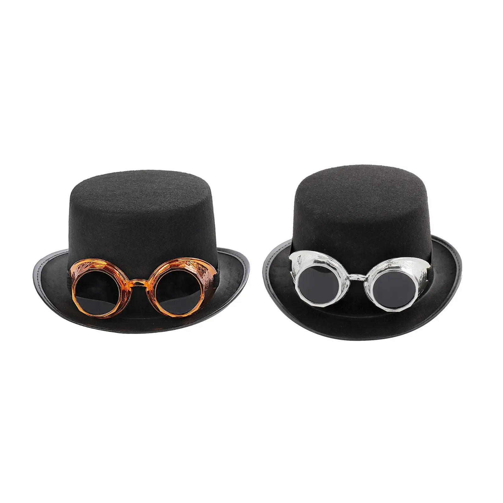 

Goth Steampunk Top Hat with Goggles Cosplay Costume Hat Halloween Head Wear