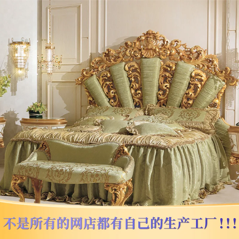 

Роскошная матерчатая двойная кровать в европейском стиле, вилла во французском дворцовом стиле из массива дерева, 1,8 м, свадебная мебель принцессы на заказ