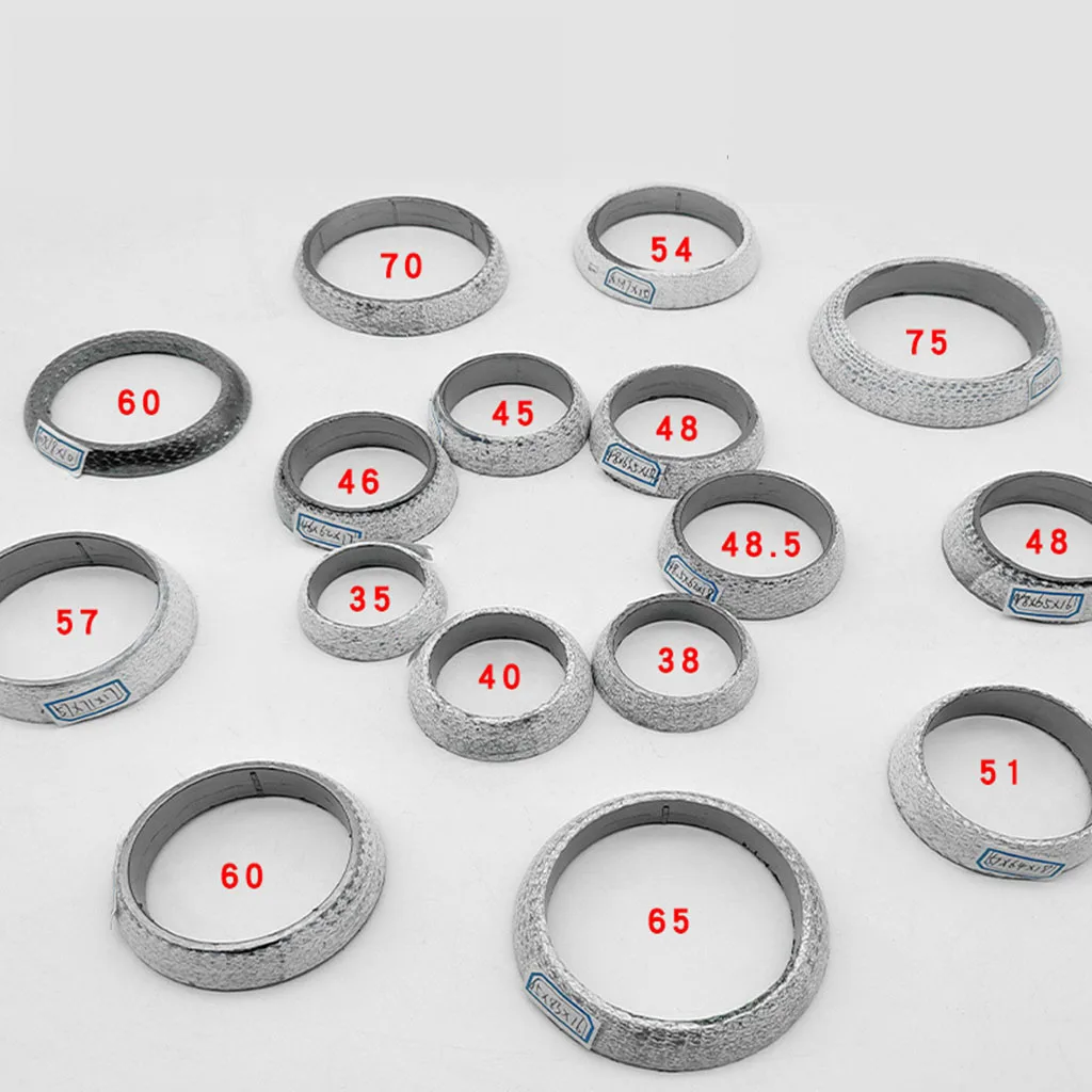 

1pcs Car Muffler Exhaust Pipe Graphite Gasket Seal Ring 35mm-75mm Dia Exhaust Tail Pipe Flange Donut Gasket Muffler Seal Ring