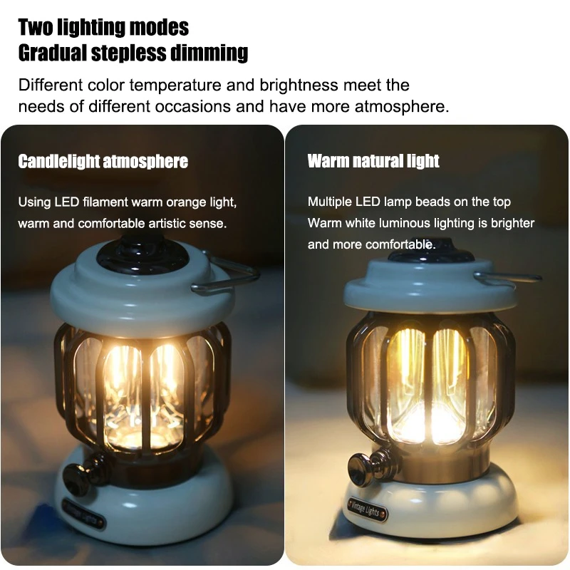 Портативный садовый фонарь в стиле ретро 5000 мАч уличная керосиновая лампа 3