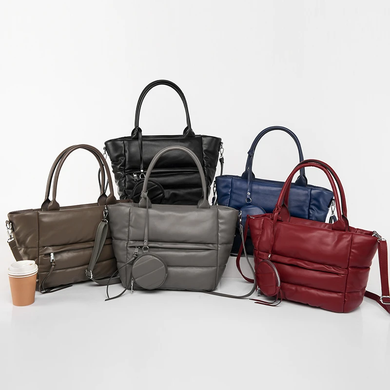 Vintage Soft Padding Shoulder Bag Women Luxury Pu Leather Quilted Handbag Lady Fashion Large Capacity Messenger Bag Coin Purse