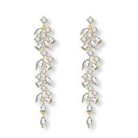 luxury elegant fashion flower long dangle drop earrings for women 2022 zirconia drop earrings jewellery for birthday gift