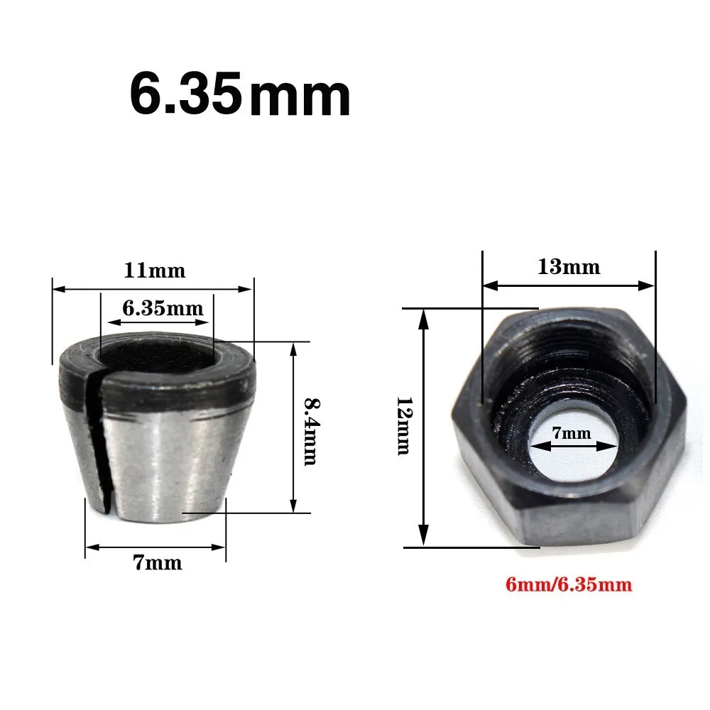 

5pcs Trimmer Collet Chuck Router Bit 6/6.35/8mm Mounting Nut Engraving Trimming Machine Shank Adapter For Woodworking