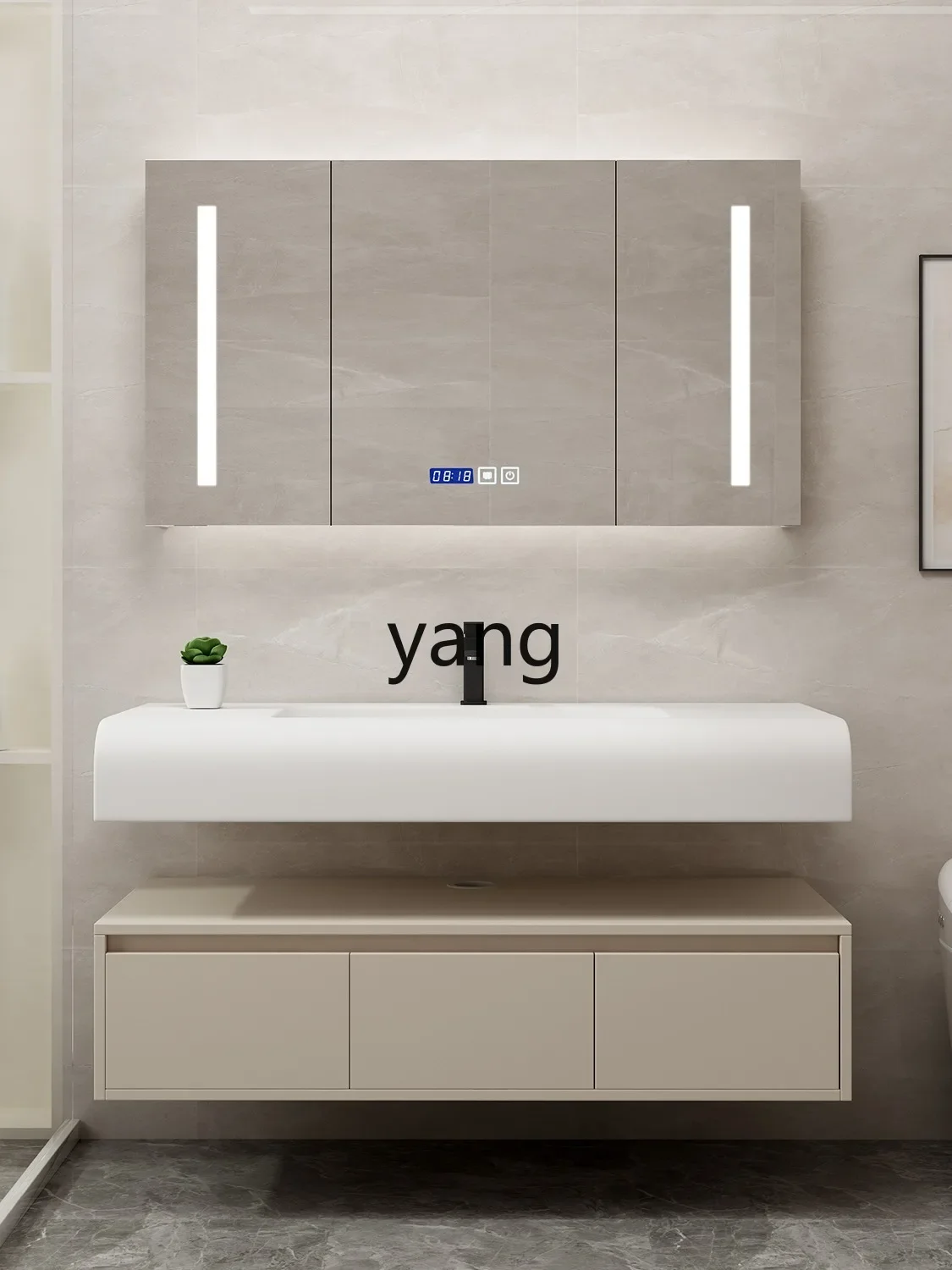 CX Крем Стиль Corian интегрированная раковина ванная комната шкаф мойка стол