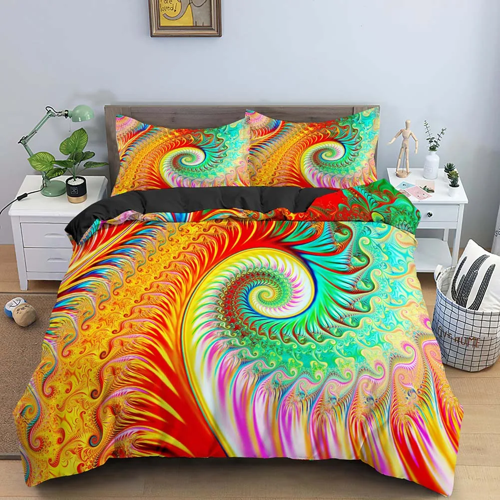 

Cover Spiral Print Bedding Set Double Quilt Cover With Zipper Closure Comforter Cover Kids Bedding Set Indian Style Duvet