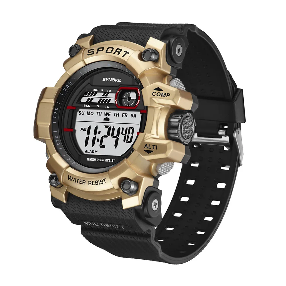 SYNOKE Outdoor 30M Waterproof Sports Men Watch Double Action Fashion Popular Men's Multi-Functional LED Electronic Watchs 202215