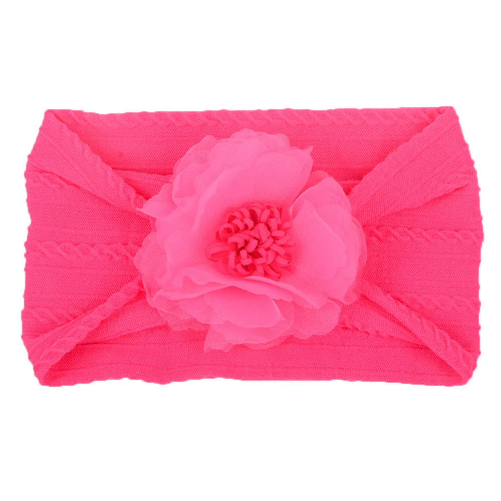 

Children's Hair Accessories Jacquard Nylon Mesh Flowers Stretch Soft Wide Hair Band Baby Headband