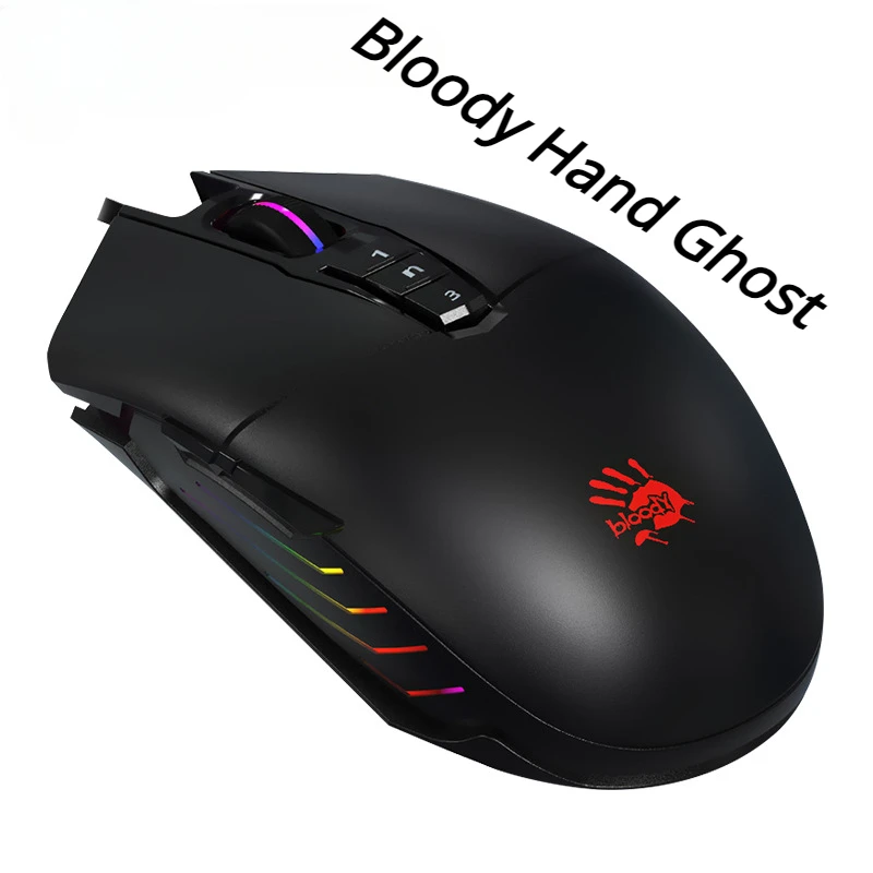

Проводная мышь Bloody Hand Ghost P91 без задержки, эргономичная мышь для электронных видов спорта, Регулируемая игровая мышь с эффектом RGB освещения, DPI