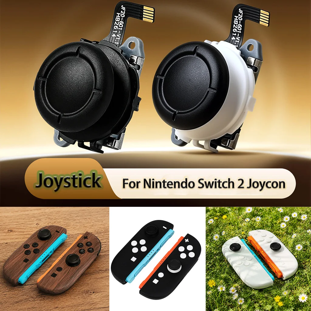 Фото Белые и черные аналоговые джойстики TMR для Nintendo Switch 2 Joycon, сменные джойстики для ремонта NS2 Joycon 2, 3D аналоговые левый и правый джойстики №2