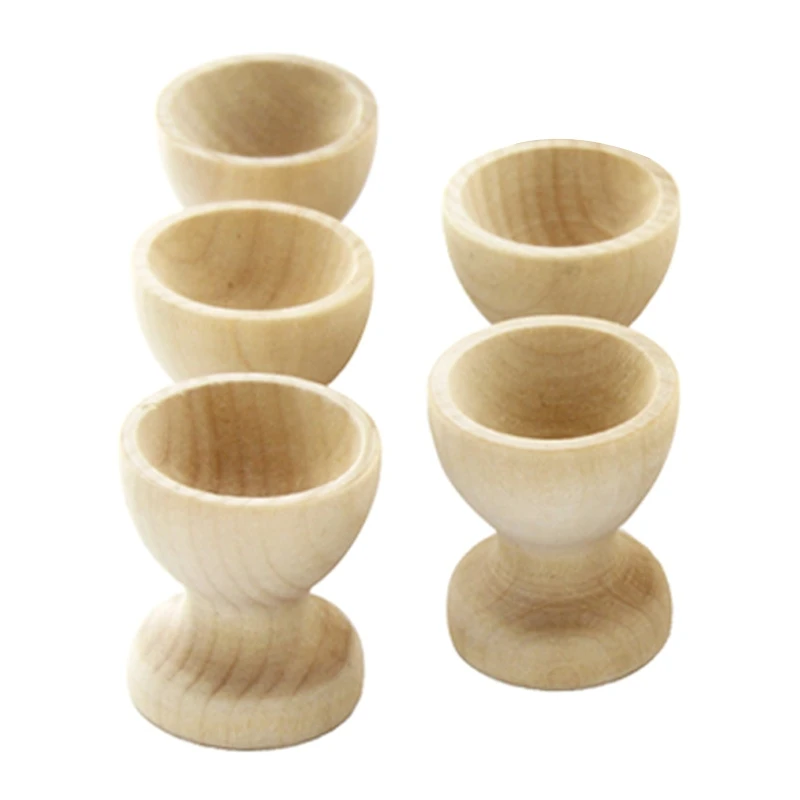 

H55A 5 Pieces/Set Wood Egg Stands Holders Tabletop Displays Cups Montessori Materials Kids Arts Crafts Toddler Preschool Toy