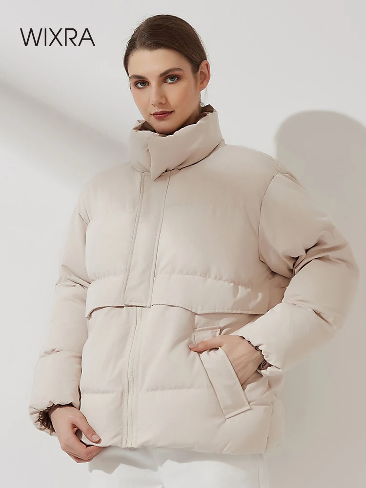 

FAKUNTN Womens Puffer Jacket New Fashion Loose Patchwork Parka Solid Warm Outwear Ladies Streetwear Winter Coat Female Clothes