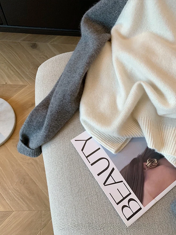 Бренд распродажи светло-серый свитер с вышивкой женский осенне-зимний