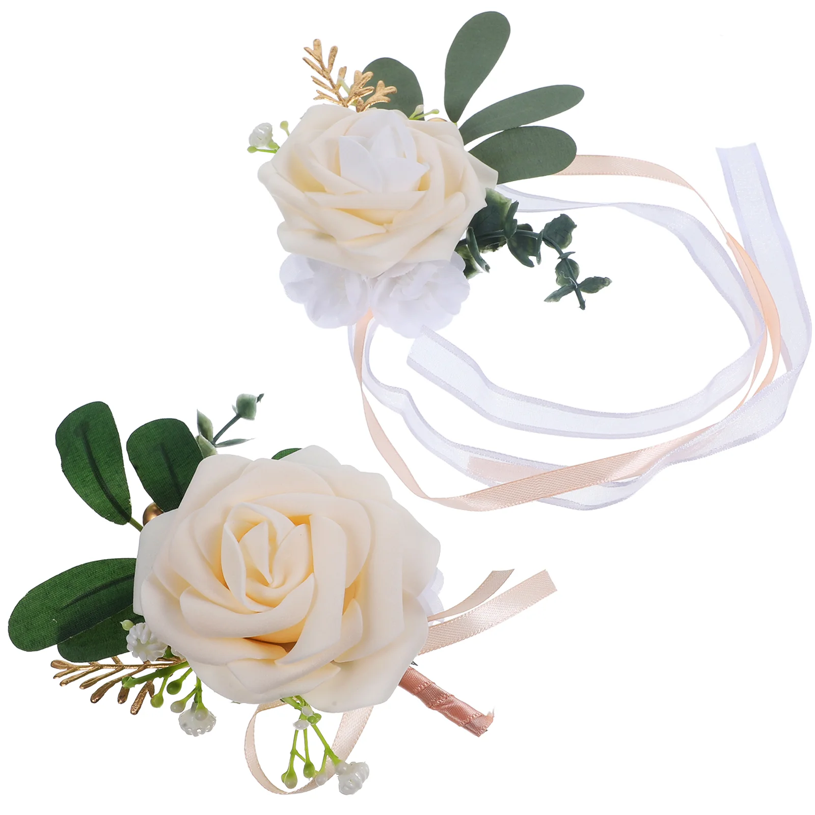 

Wrist Flower Corsage Boutonniere Set Corsages For Wedding Decoration Wristlet Bride Dress Wristband Couple Bracelet Props