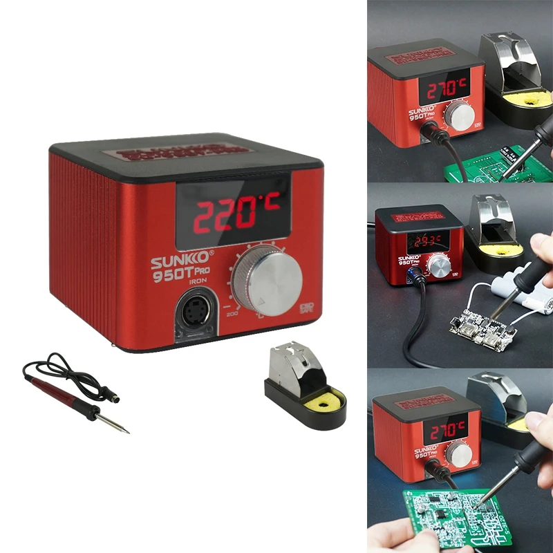 

SUNKKO 950T Pro 75W Electric Soldering Iron Adjustable Temperature Soldering Station Tips Welding Solder Tools