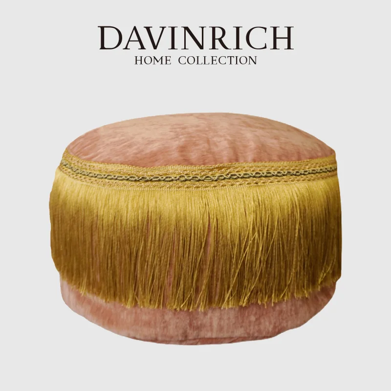 Французский винтажный пуф DAVINRICH пуфик с кисточками в европейском стиле роскошный