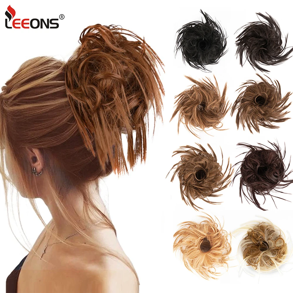 

Leeons Elastic Hair Bun Tousled Updo Messy Bun Hair Fluffy Scrunchie Ponytail Scrunchy Synthetic Hair Bun Chignon Hairpiece 50G