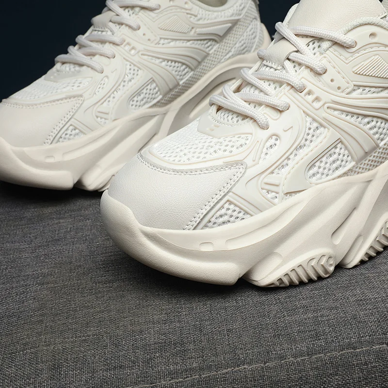 2023 New Black Flat Platform Sneakers Women Breathable Chunky Sports Shoes For Woman Thick Sole Casual Shoes Luxury Fashion