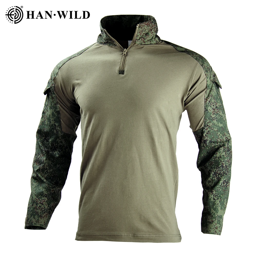Russian Army Combat T shirt Men Clothing Long Sleeve Tactical T-Shirt Windproof Cotton Military Shirt Man Hunt Airsoft T Shirts
