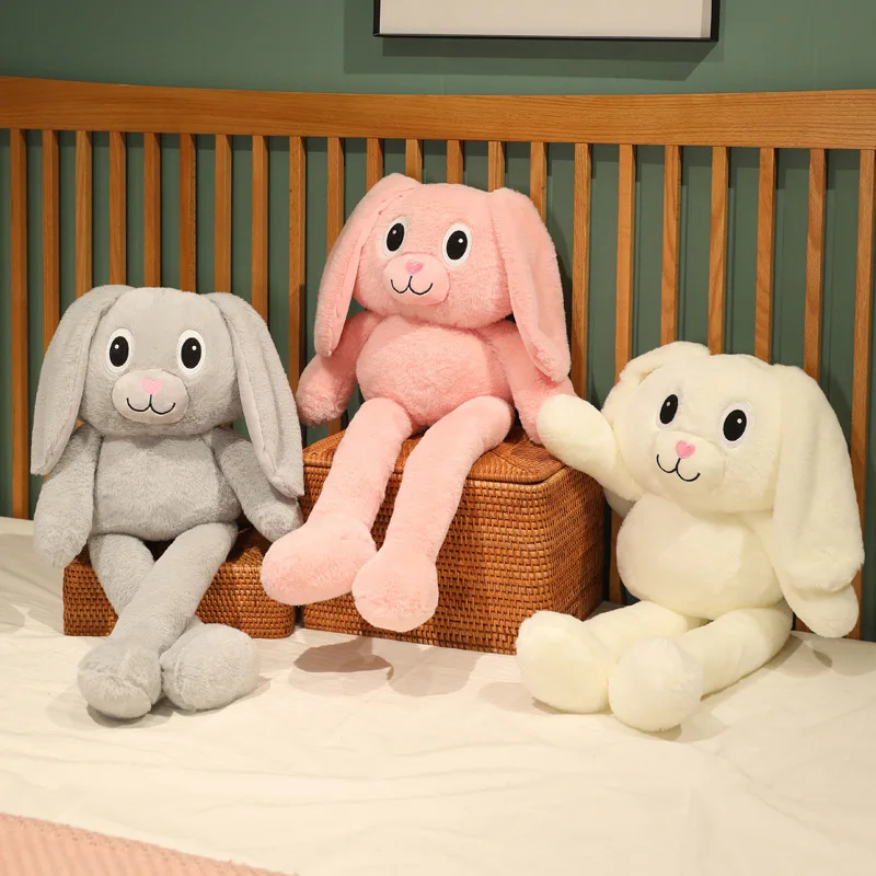 

80/100cm Hot Selling Creative Pull Ear Rabbit Plush Toy Kawaii Rabbit Doll Soft Stuffed Animal Sleep Pillow Kids Birthday Gifts
