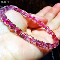natural lepidocrocite quartz red super seven 7 bracelet 7 4x5mm clear faceted barrel beads stretch crystal rare rutilated aaaaa