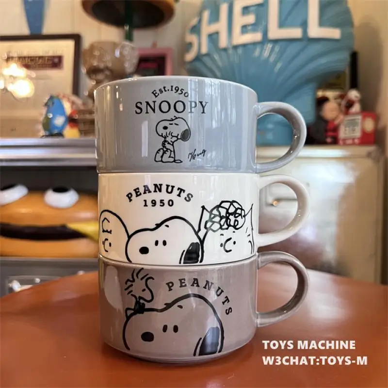 

250Ml Kawaii Snoopy Series Cute Students Office Worker Ceramic Coffee Cup 3Colors Anime Cartoon Water Cup Kids Birthday Gifts