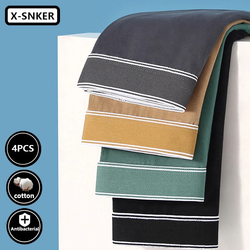 4Pcs/Lot Men's Sexy Underwear Cotton Man Panties Soft Comfortable Solid Color Men Underpants Boxer Home Boxers Black Hot