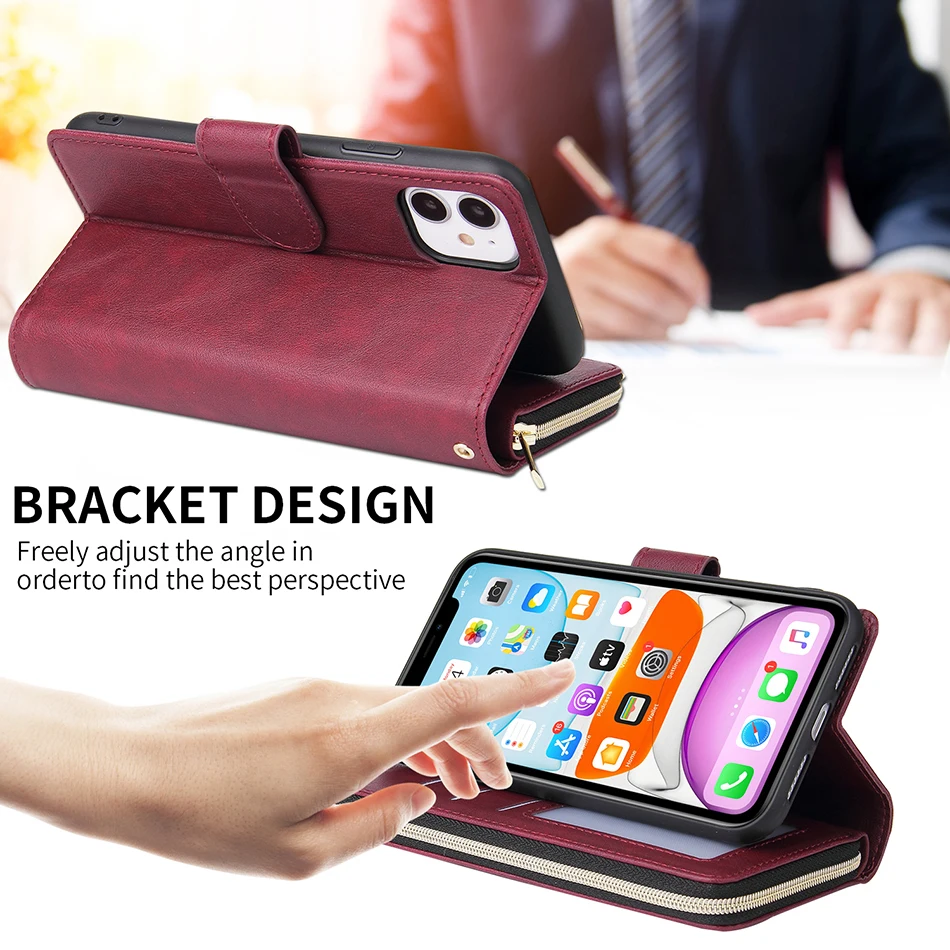 Ultra Thin Zipper Cover For Samsung Galaxy A12 A22 A32 A42 A52 A72 A03S A10 A20 A30 A40 A50 A11 A31 A51 A71 S21 FE Stand Fundas