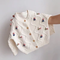 autumn winter kids baby girls full sleeve single breated top outwear toddler children knit clothes flocking sweater