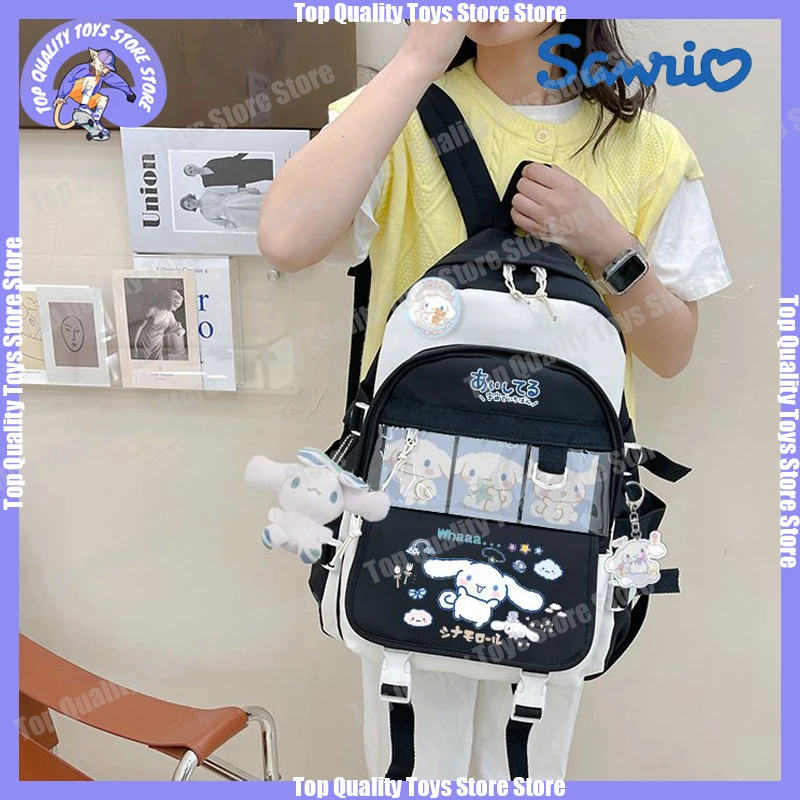 

Новый плюшевый рюкзак аниме Sanrio Cinnamoroll с игрушками, детский школьный рюкзак черного и синего цвета для девочек и мальчиков, большой школьный...